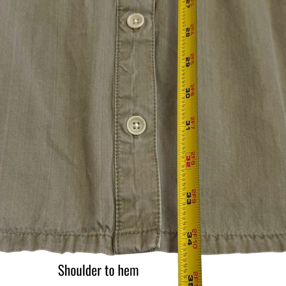 Pact 100% Organic Cotton Chambray Button Down Shirt Dress Color Seagrass L - Picture 11 of 11